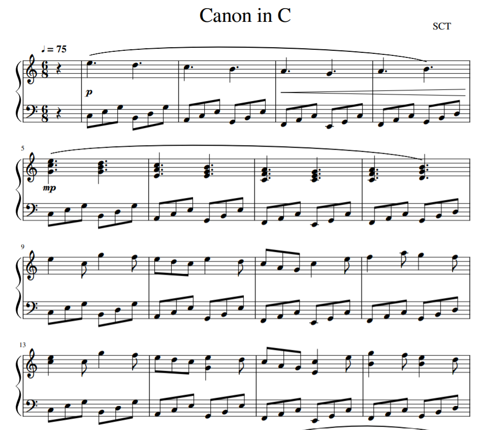 Canon C nhip 6/8 sheet piano easy
